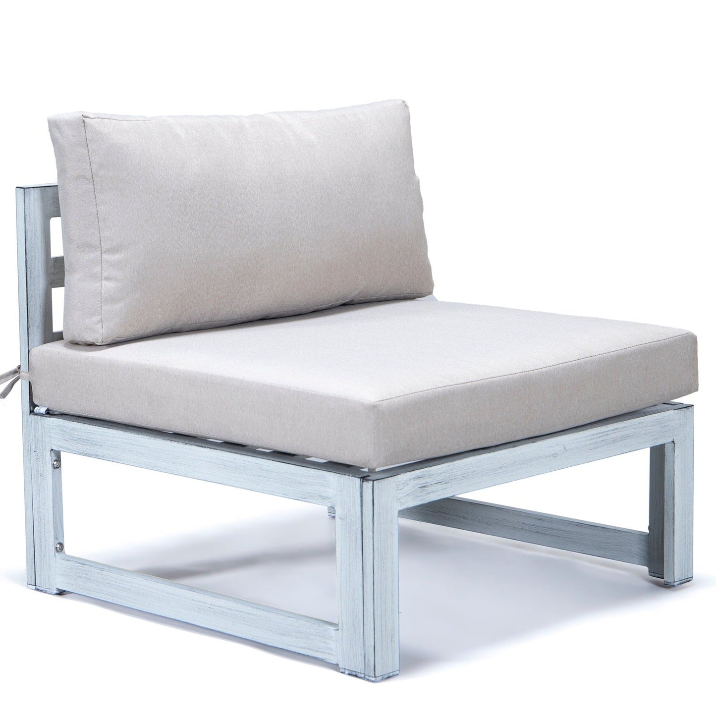 Chelsea 7-Piece Patio Sectional And Coffee Table Set In Weathered Grey Aluminum With Cushions