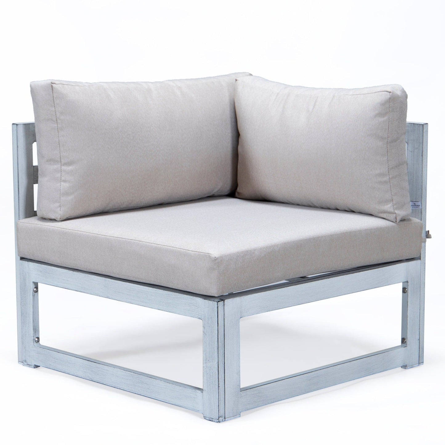 Chelsea 7-Piece Patio Sectional And Coffee Table Set In Weathered Grey Aluminum With Cushions