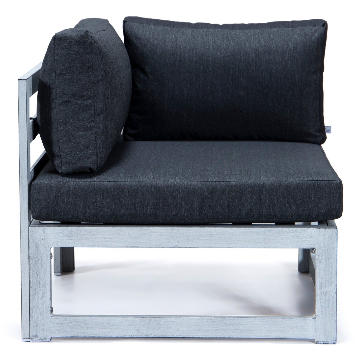 Chelsea 7-Piece Patio Sectional And Coffee Table Set In Weathered Grey Aluminum With Cushions