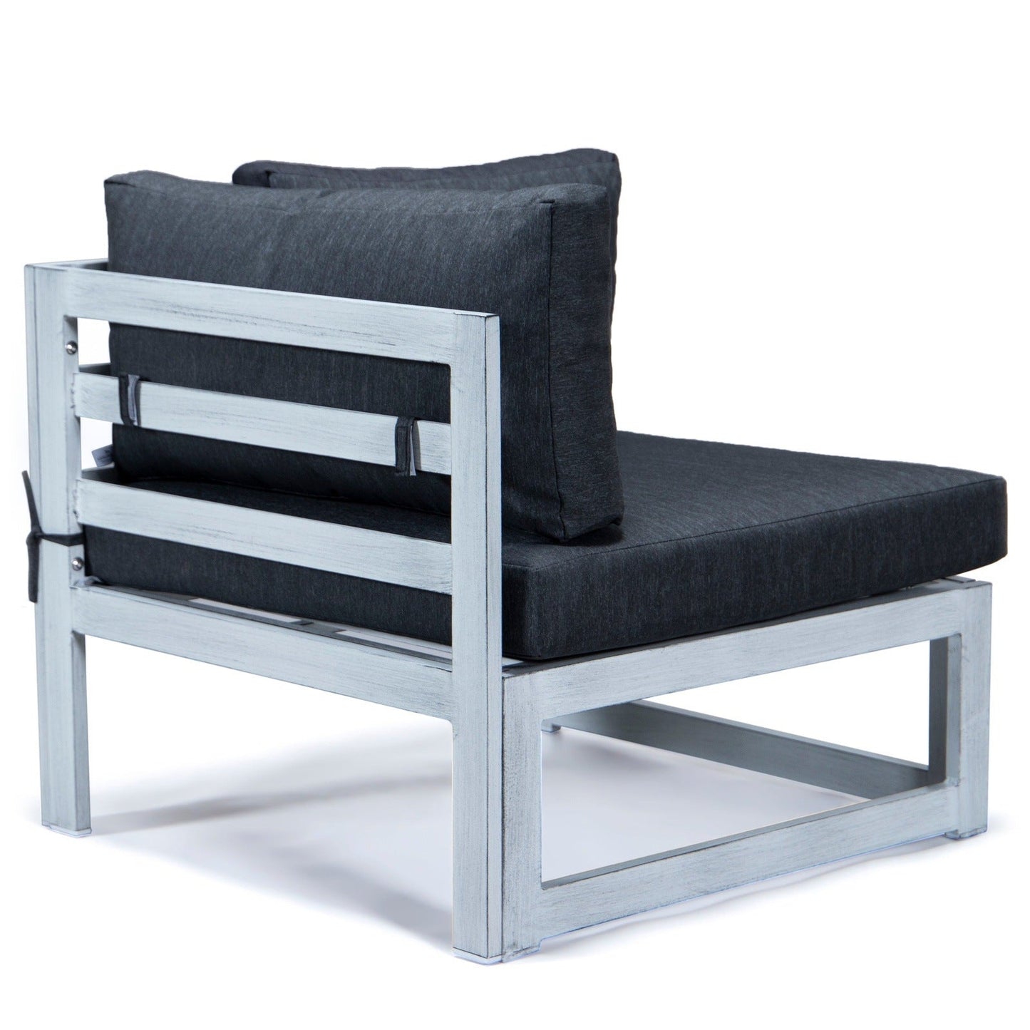 Chelsea 7-Piece Patio Sectional And Coffee Table Set In Weathered Grey Aluminum With Cushions