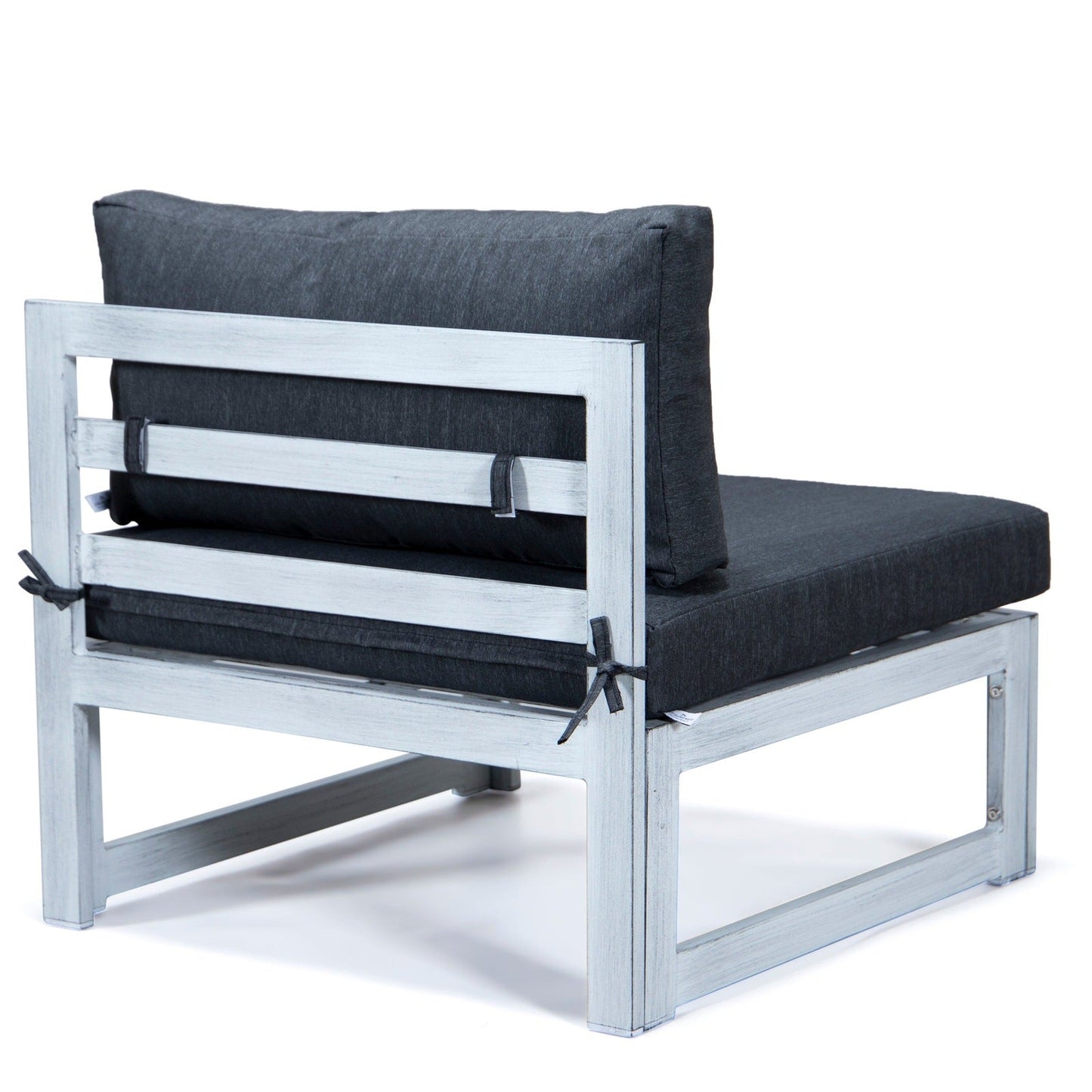 Chelsea 7-Piece Patio Sectional And Coffee Table Set In Weathered Grey Aluminum With Cushions
