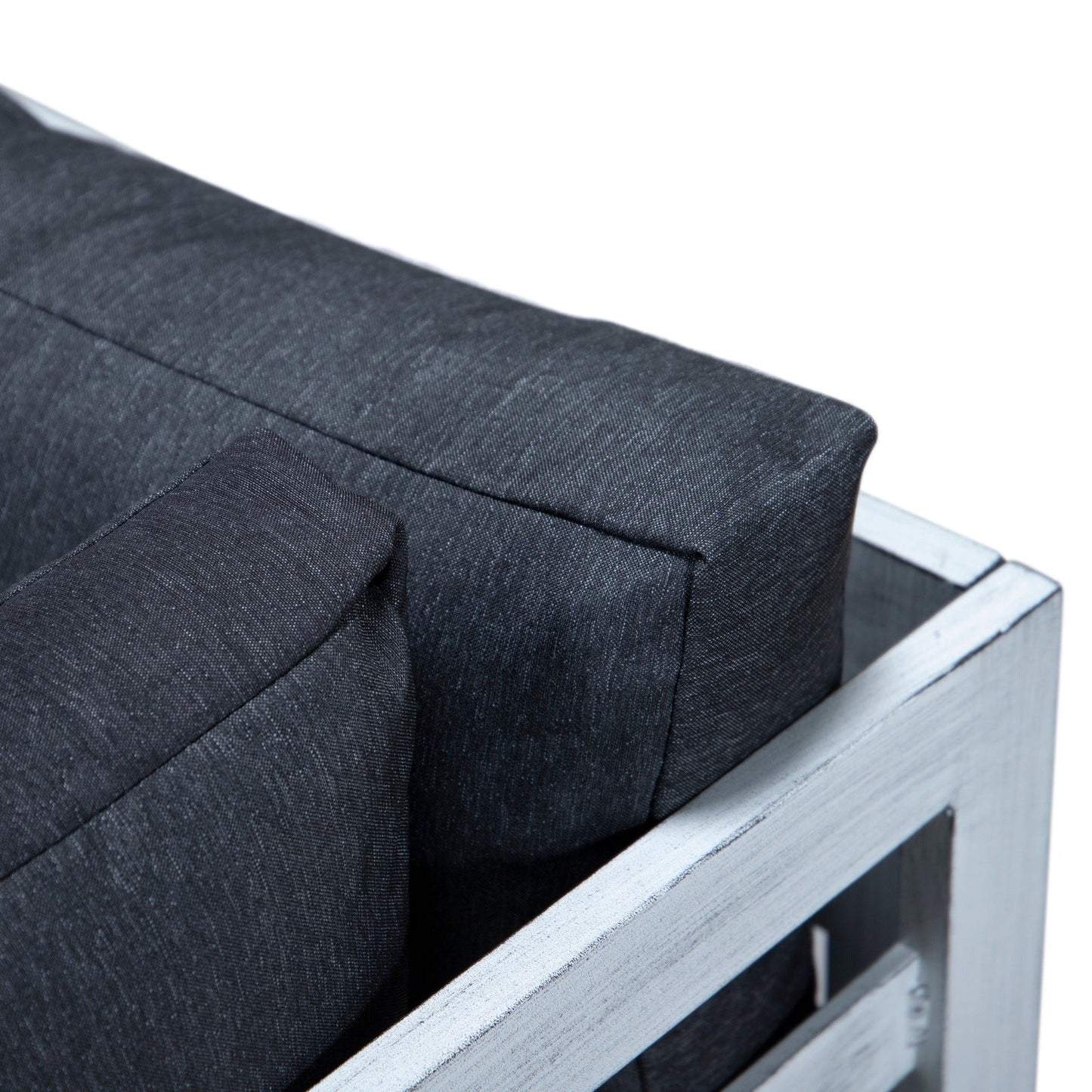 Chelsea 7-Piece Patio Sectional And Coffee Table Set In Weathered Grey Aluminum With Cushions