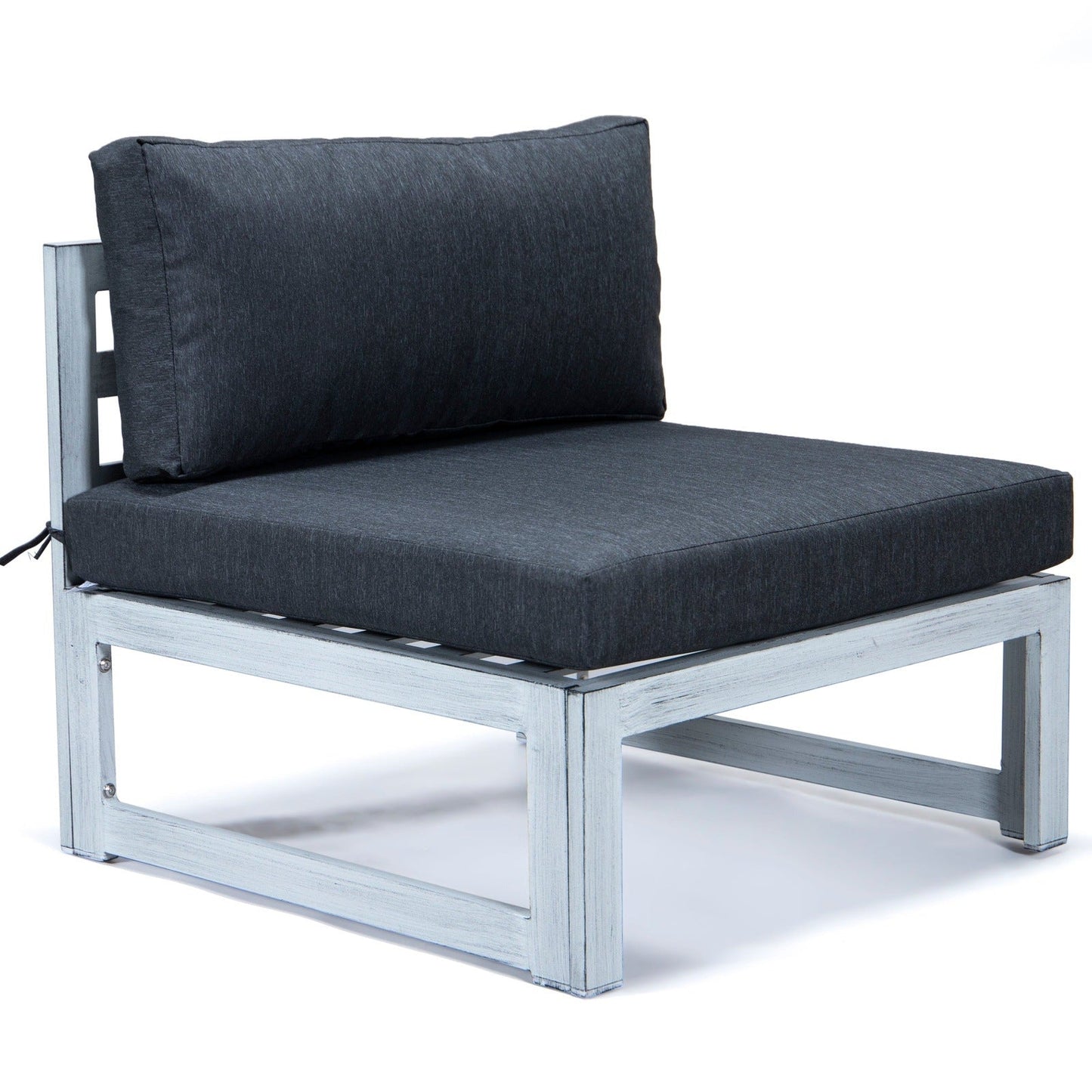 Chelsea 7-Piece Patio Sectional And Coffee Table Set In Weathered Grey Aluminum With Cushions