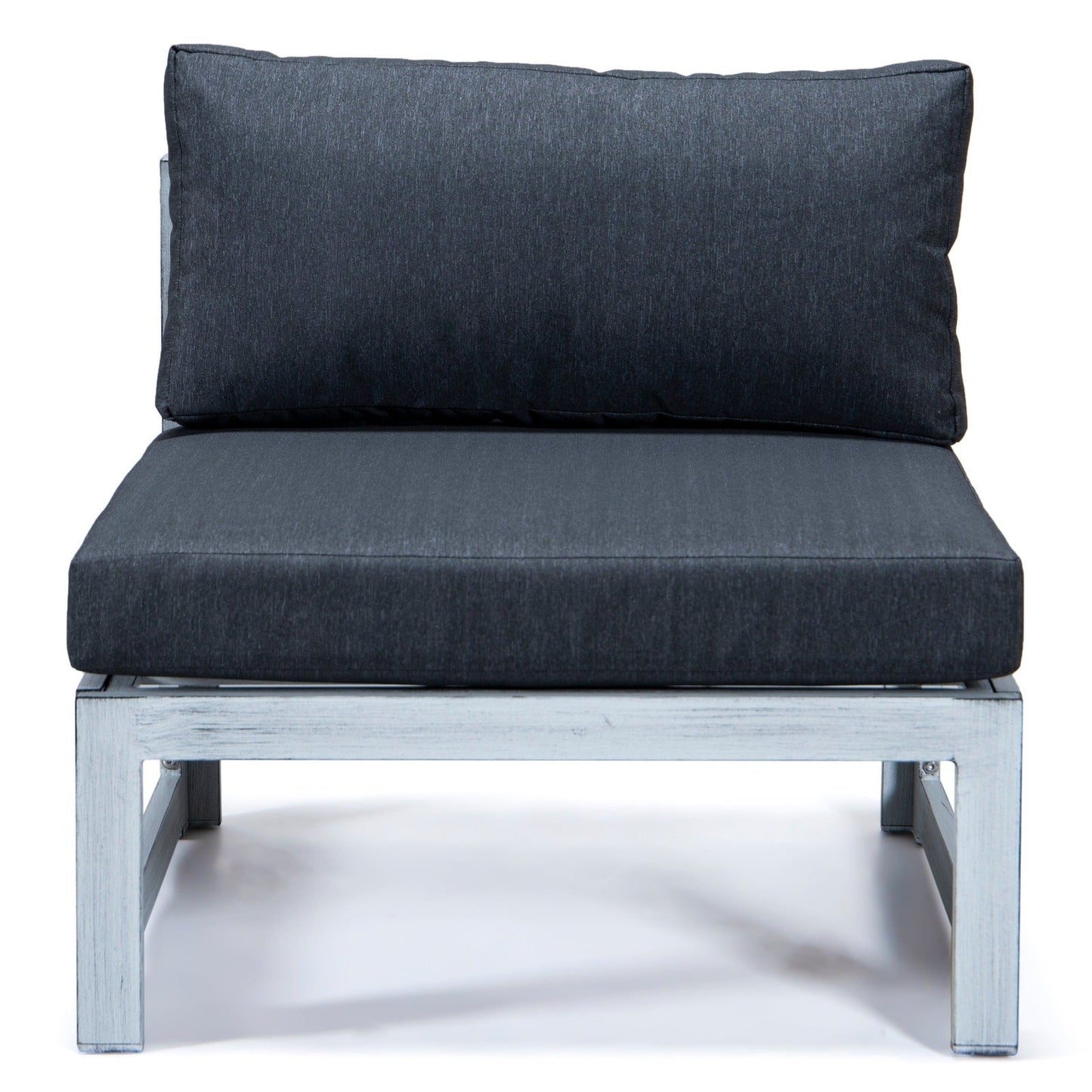 Chelsea 7-Piece Patio Sectional And Coffee Table Set In Weathered Grey Aluminum With Cushions
