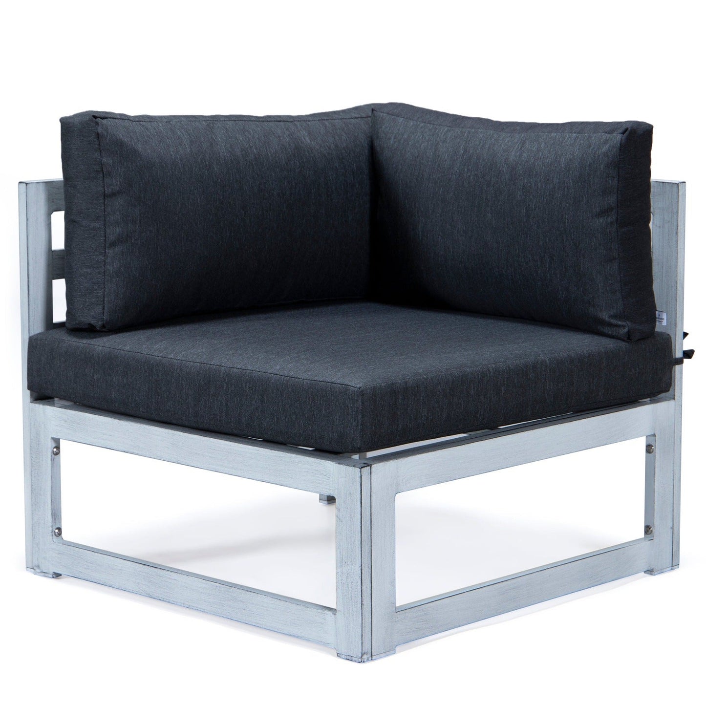 Chelsea 7-Piece Patio Sectional And Coffee Table Set In Weathered Grey Aluminum With Cushions