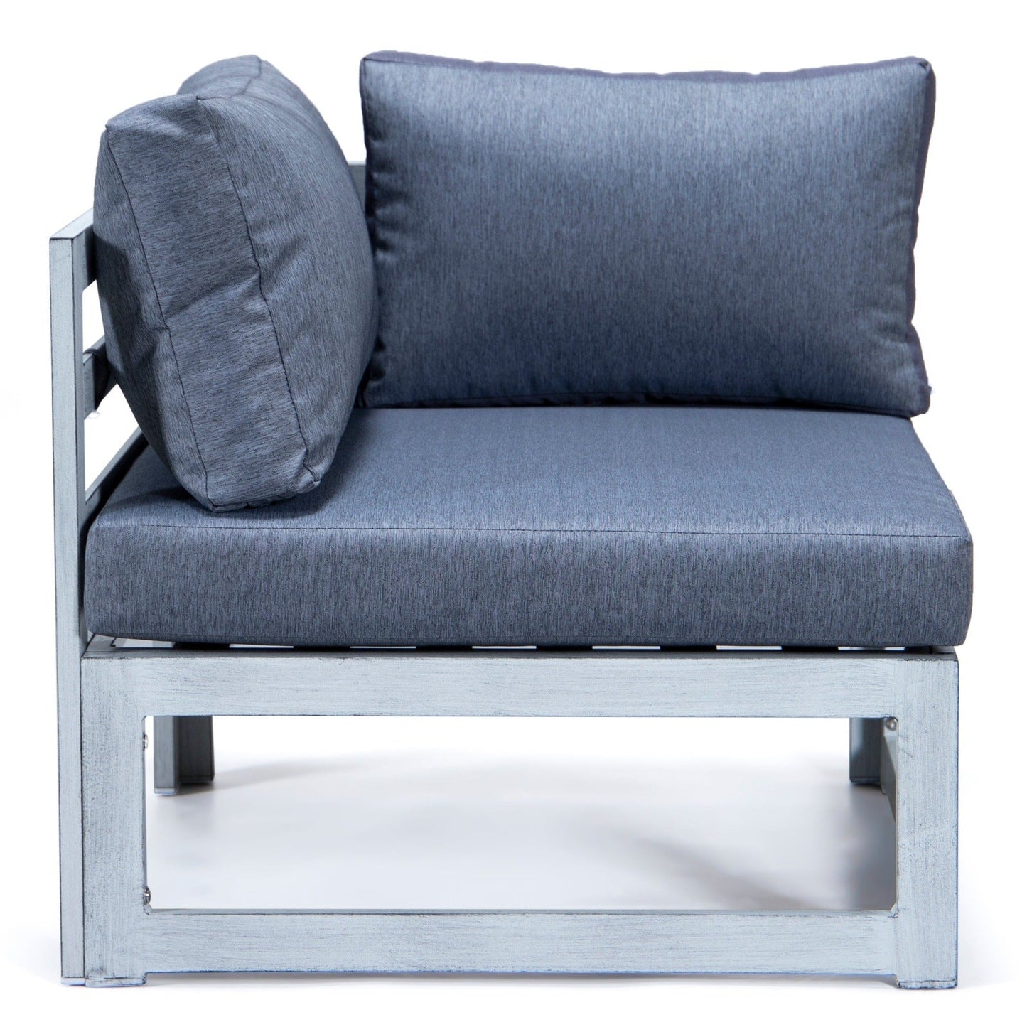 Chelsea 7-Piece Patio Sectional And Coffee Table Set In Weathered Grey Aluminum With Cushions
