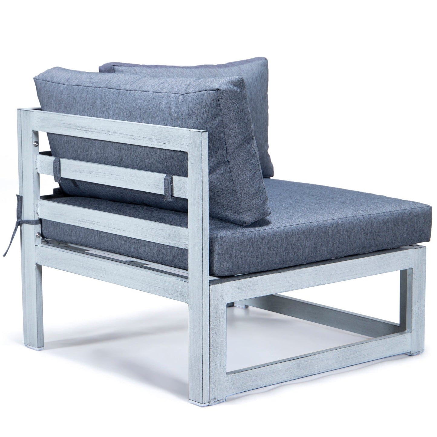 Chelsea 7-Piece Patio Sectional And Coffee Table Set In Weathered Grey Aluminum With Cushions