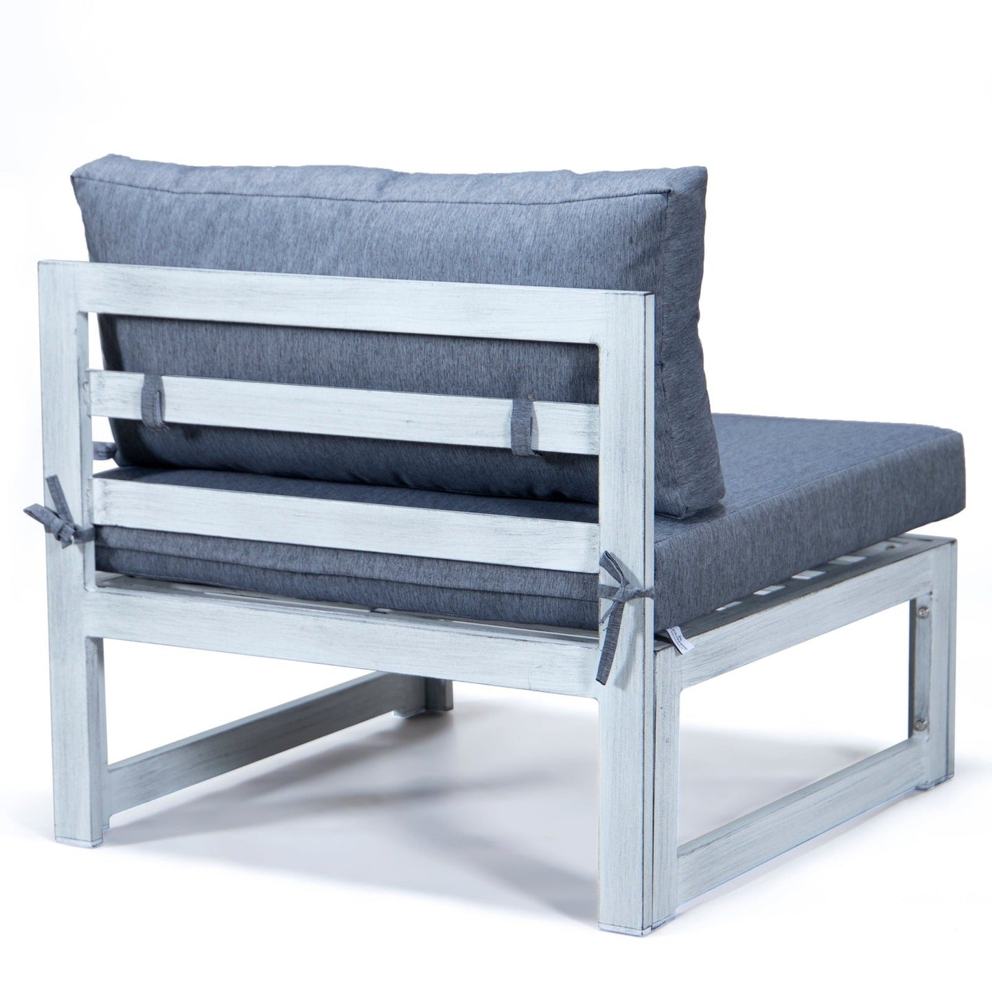 Chelsea 7-Piece Patio Sectional And Coffee Table Set In Weathered Grey Aluminum With Cushions
