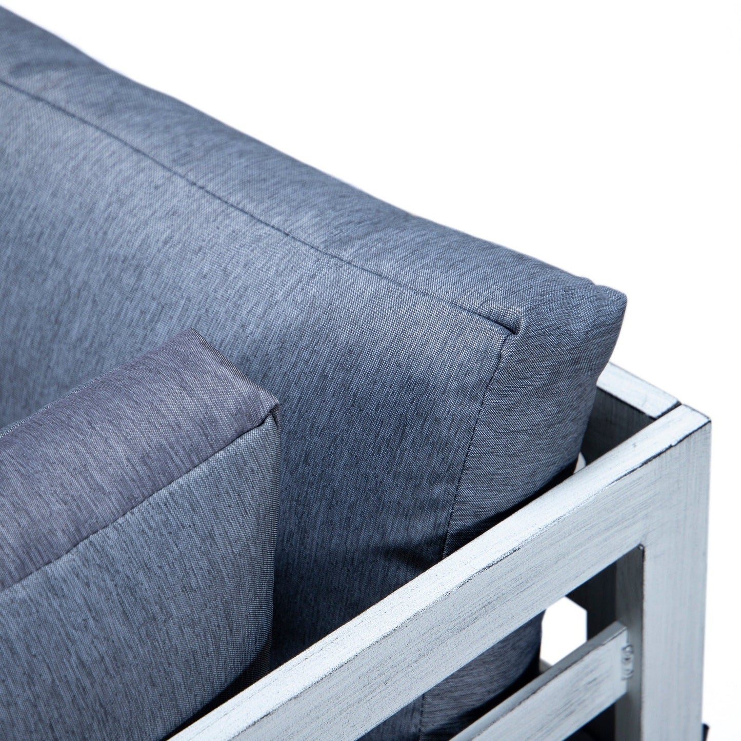 Chelsea 7-Piece Patio Sectional And Coffee Table Set In Weathered Grey Aluminum With Cushions