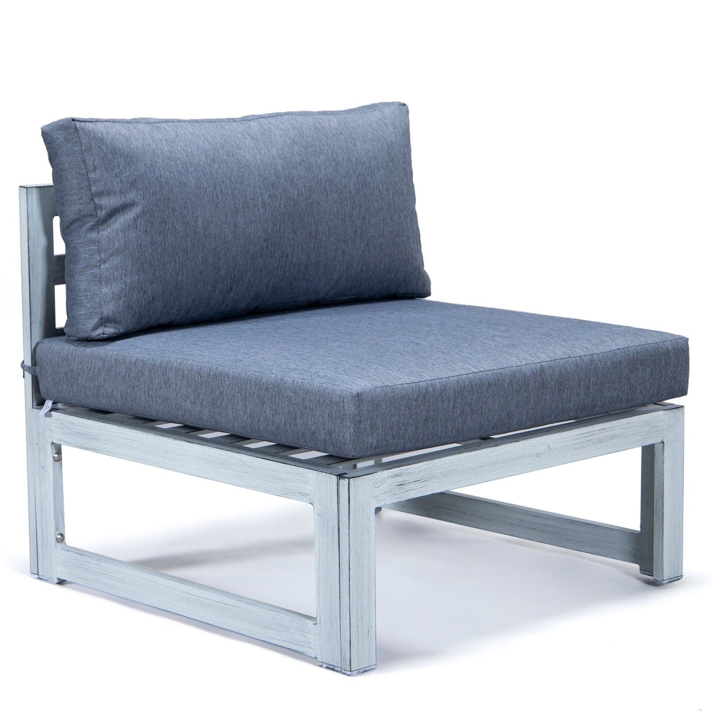 Chelsea 7-Piece Patio Sectional And Coffee Table Set In Weathered Grey Aluminum With Cushions