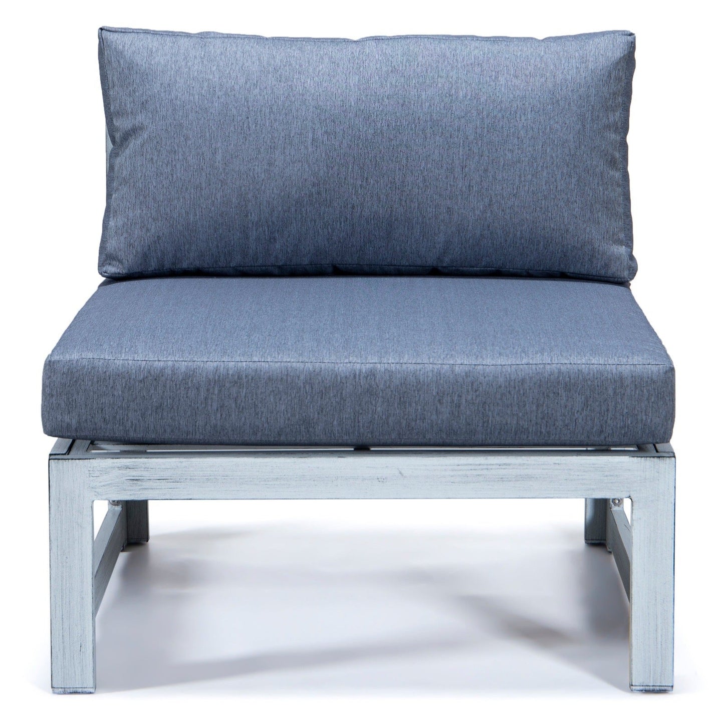 Chelsea 7-Piece Patio Sectional And Coffee Table Set In Weathered Grey Aluminum With Cushions