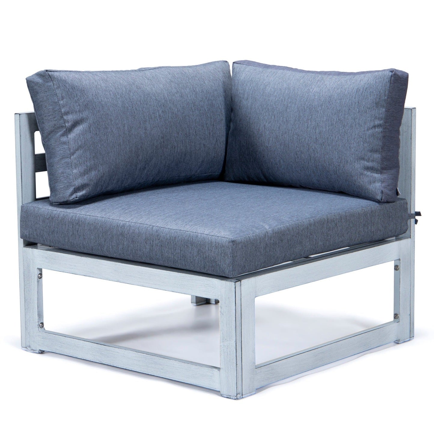 Chelsea 7-Piece Patio Sectional And Coffee Table Set In Weathered Grey Aluminum With Cushions