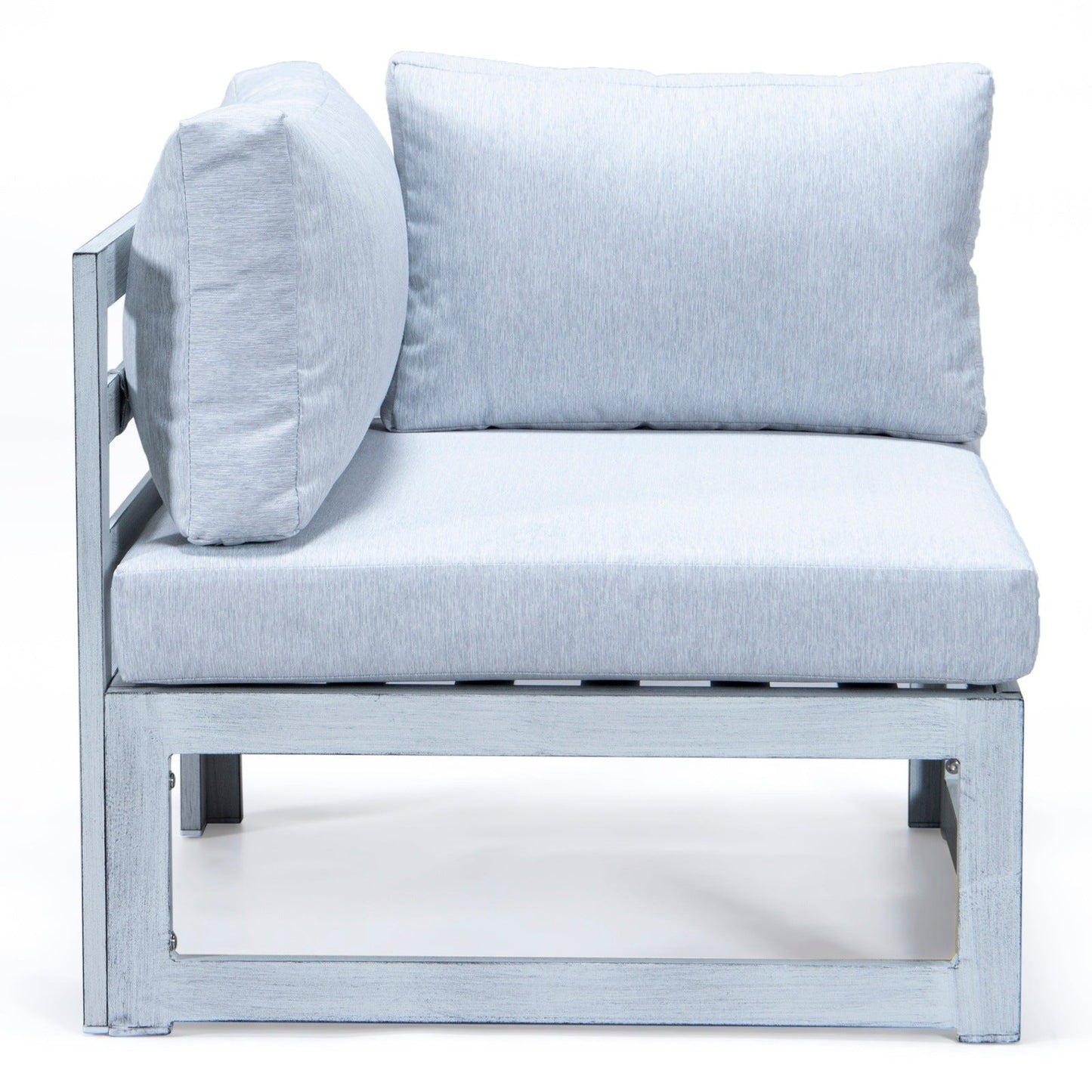 Chelsea 7-Piece Patio Sectional And Coffee Table Set In Weathered Grey Aluminum With Cushions