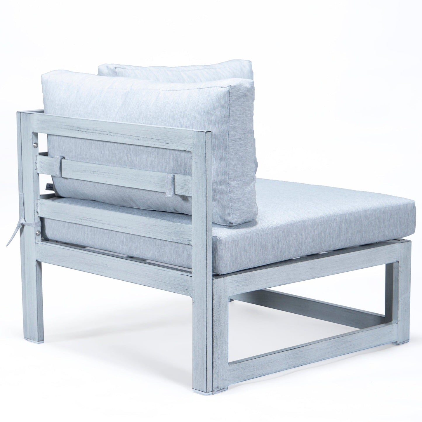 Chelsea 7-Piece Patio Sectional And Coffee Table Set In Weathered Grey Aluminum With Cushions