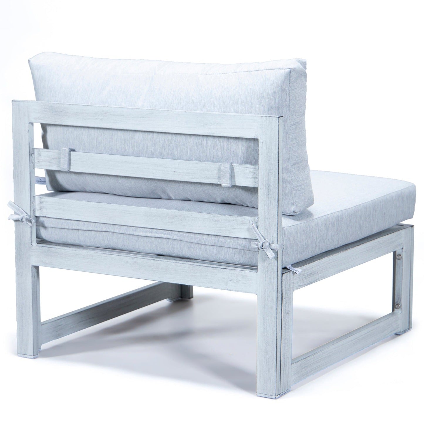 Chelsea 7-Piece Patio Sectional And Coffee Table Set In Weathered Grey Aluminum With Cushions