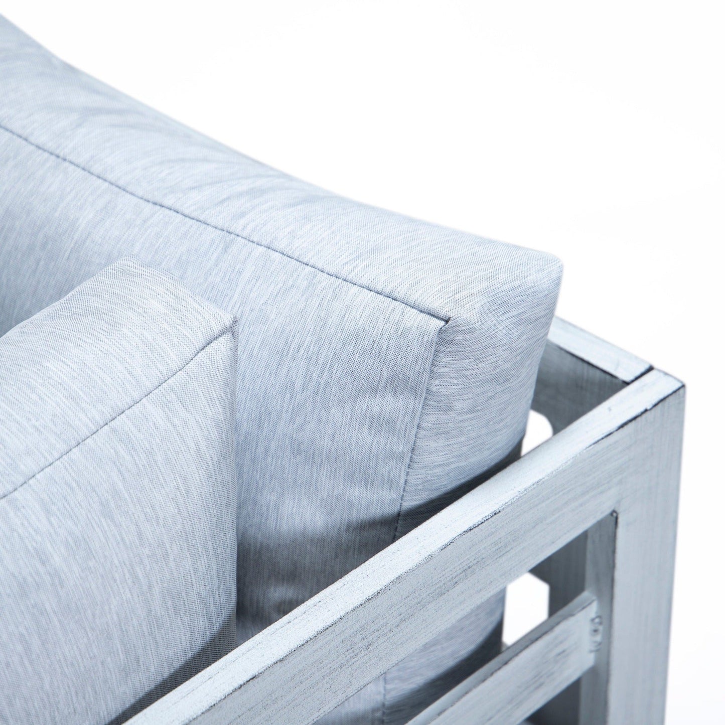 Chelsea 7-Piece Patio Sectional And Coffee Table Set In Weathered Grey Aluminum With Cushions