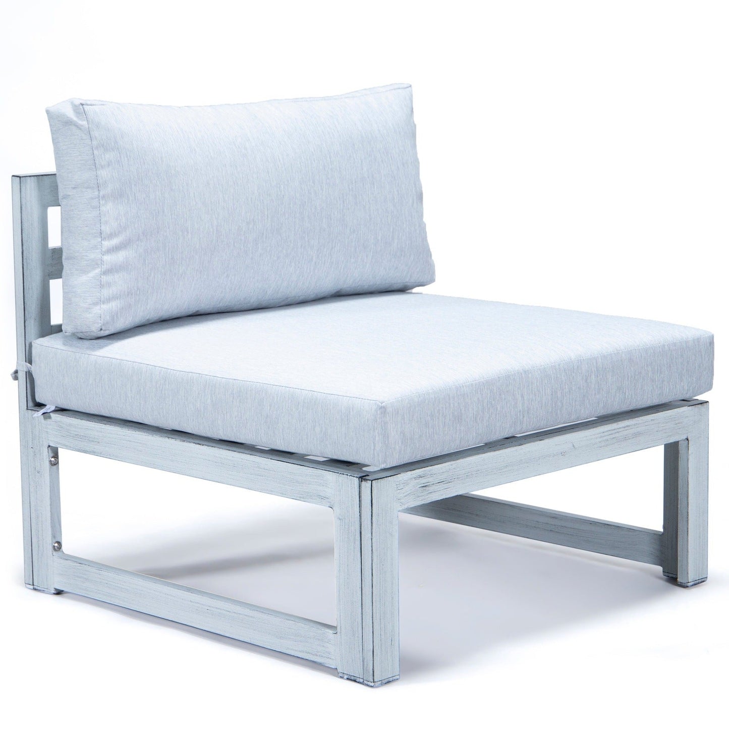 Chelsea 7-Piece Patio Sectional And Coffee Table Set In Weathered Grey Aluminum With Cushions
