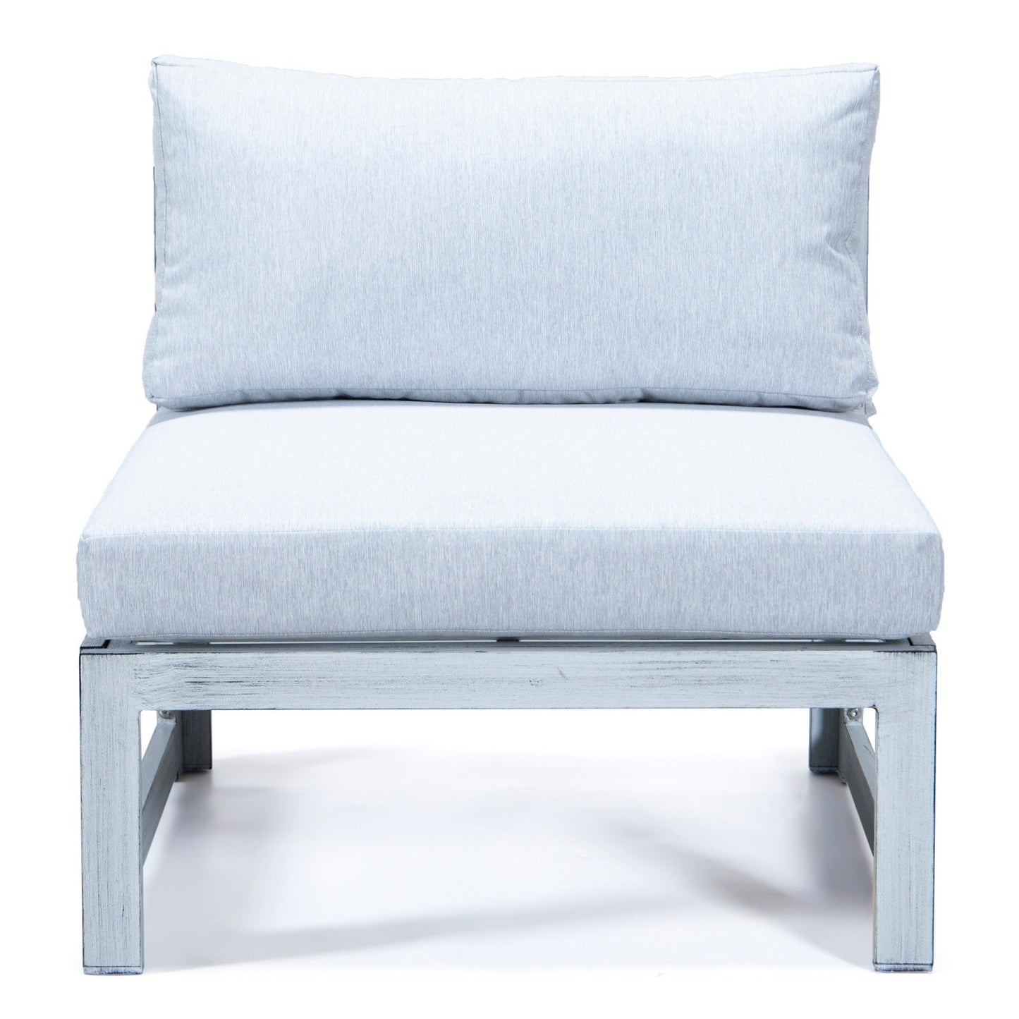 Chelsea 7-Piece Patio Sectional And Coffee Table Set In Weathered Grey Aluminum With Cushions