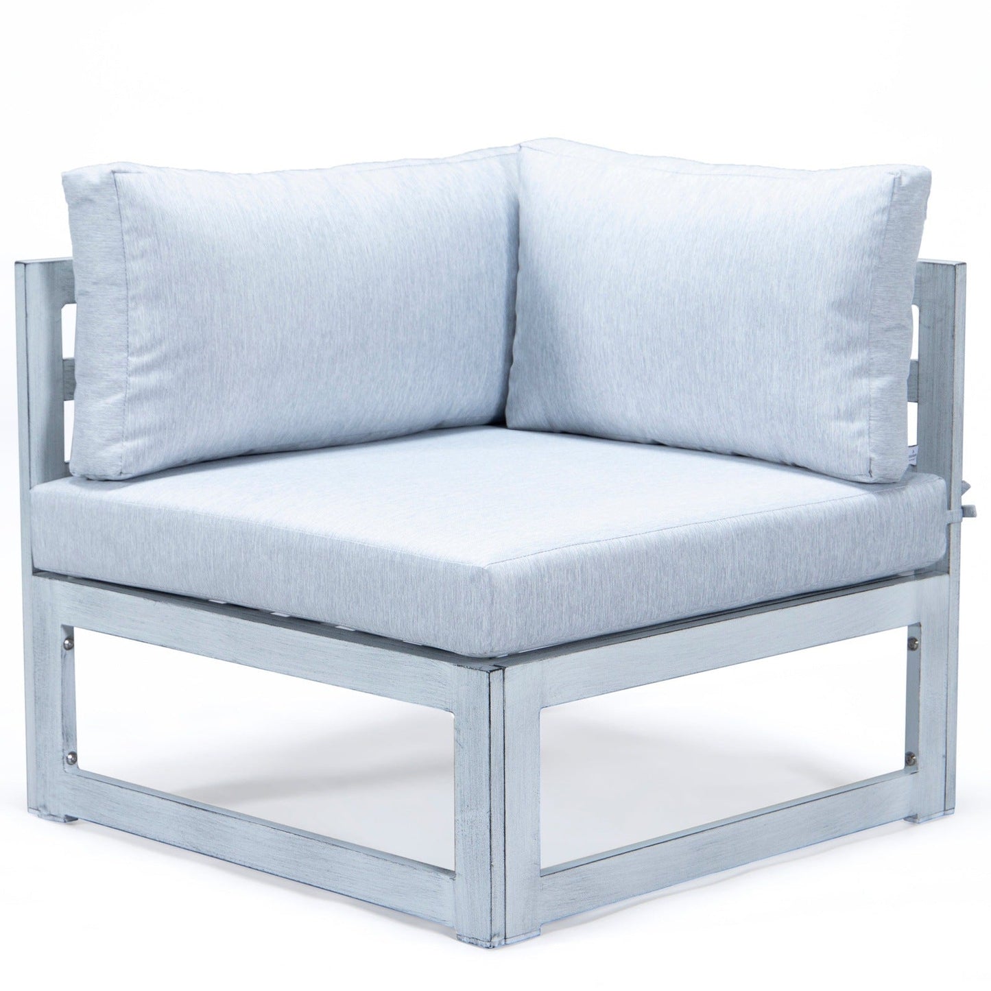 Chelsea 7-Piece Patio Sectional And Coffee Table Set In Weathered Grey Aluminum With Cushions