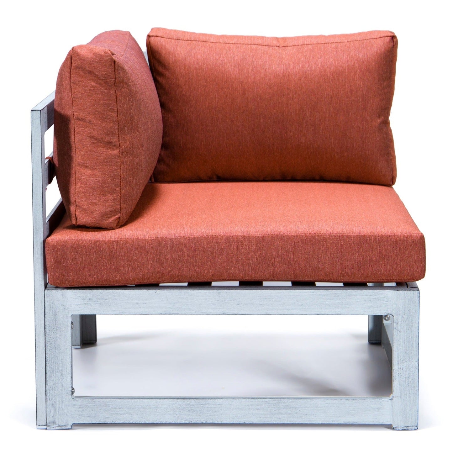 Chelsea 7-Piece Patio Sectional And Coffee Table Set In Weathered Grey Aluminum With Cushions