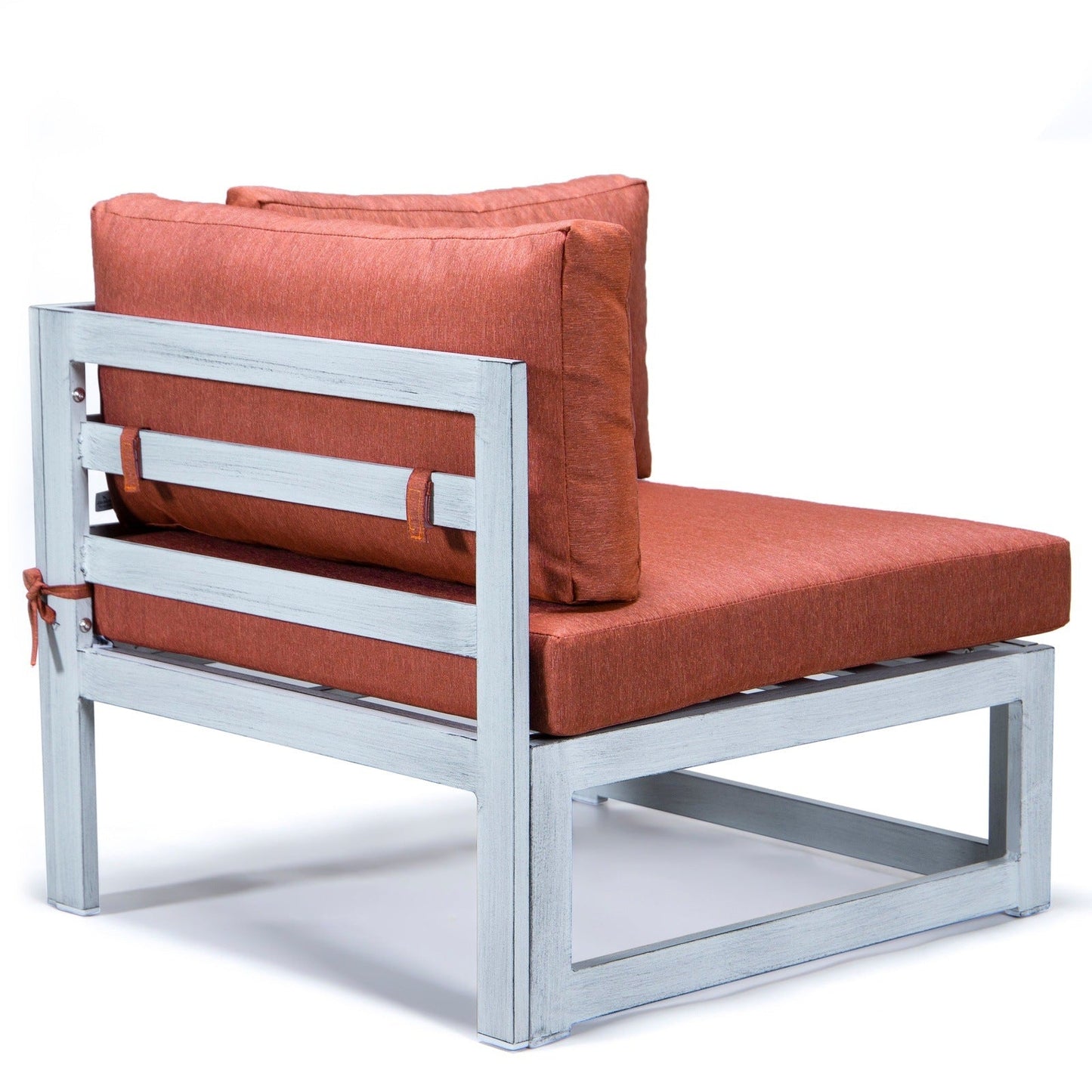 Chelsea 7-Piece Patio Sectional And Coffee Table Set In Weathered Grey Aluminum With Cushions