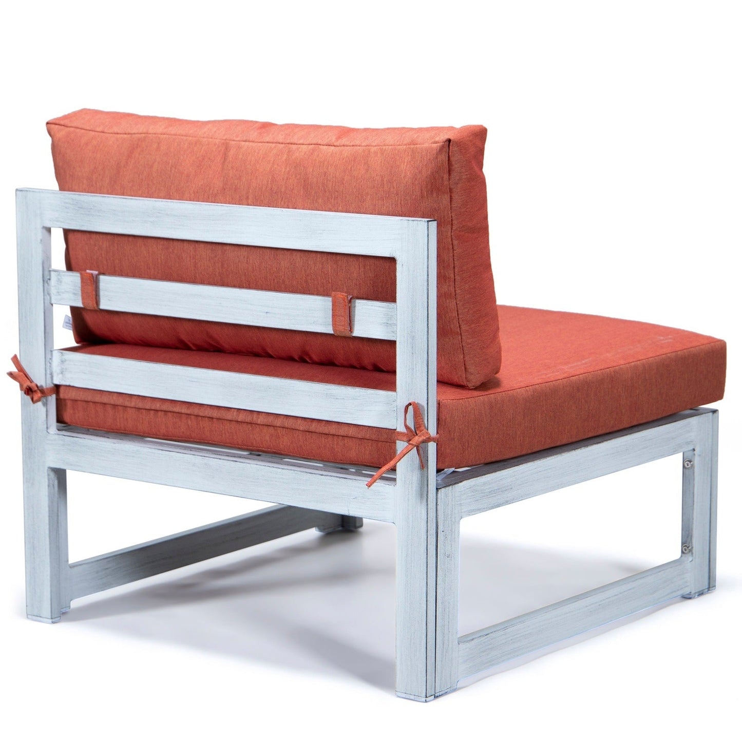 Chelsea 7-Piece Patio Sectional And Coffee Table Set In Weathered Grey Aluminum With Cushions