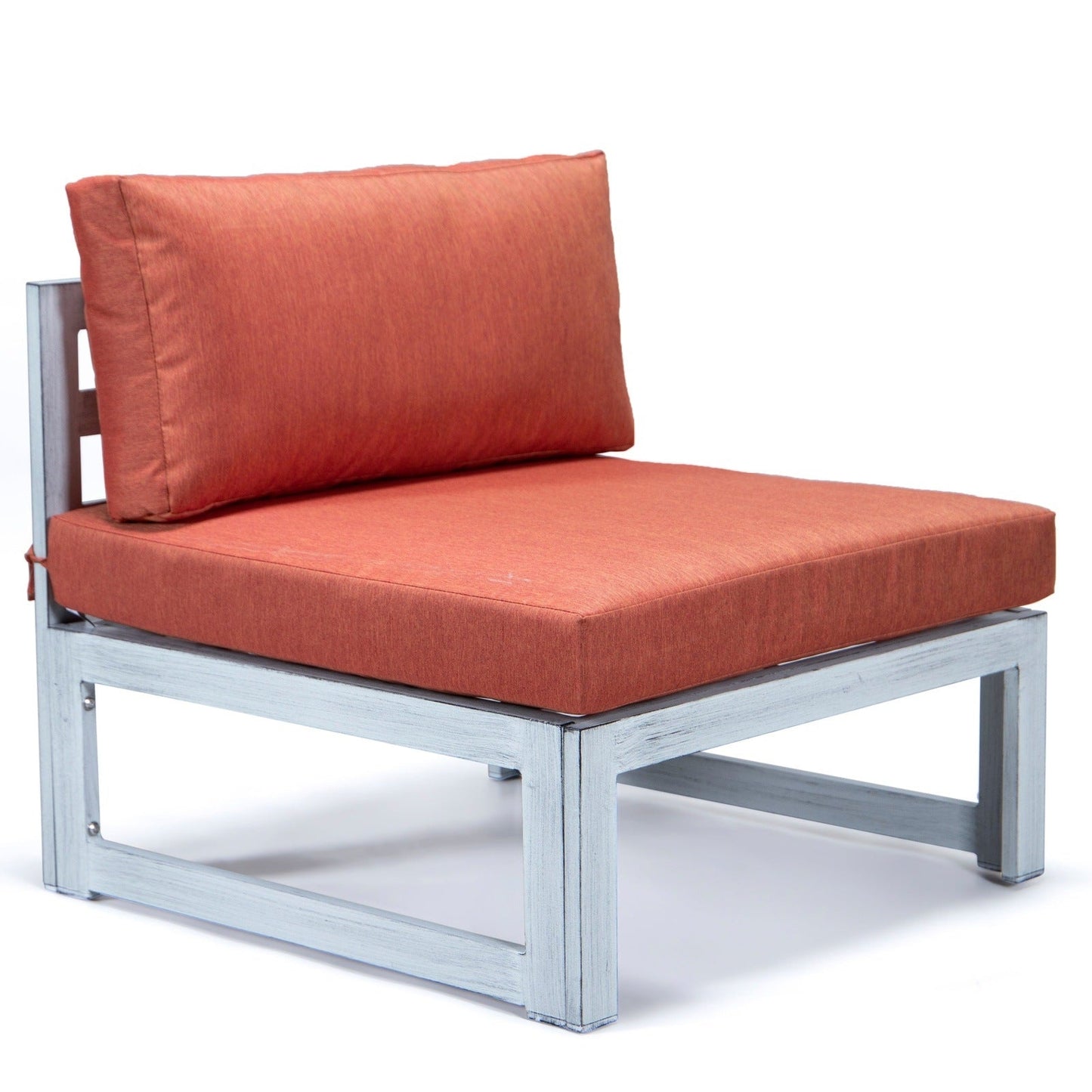 Chelsea 7-Piece Patio Sectional And Coffee Table Set In Weathered Grey Aluminum With Cushions