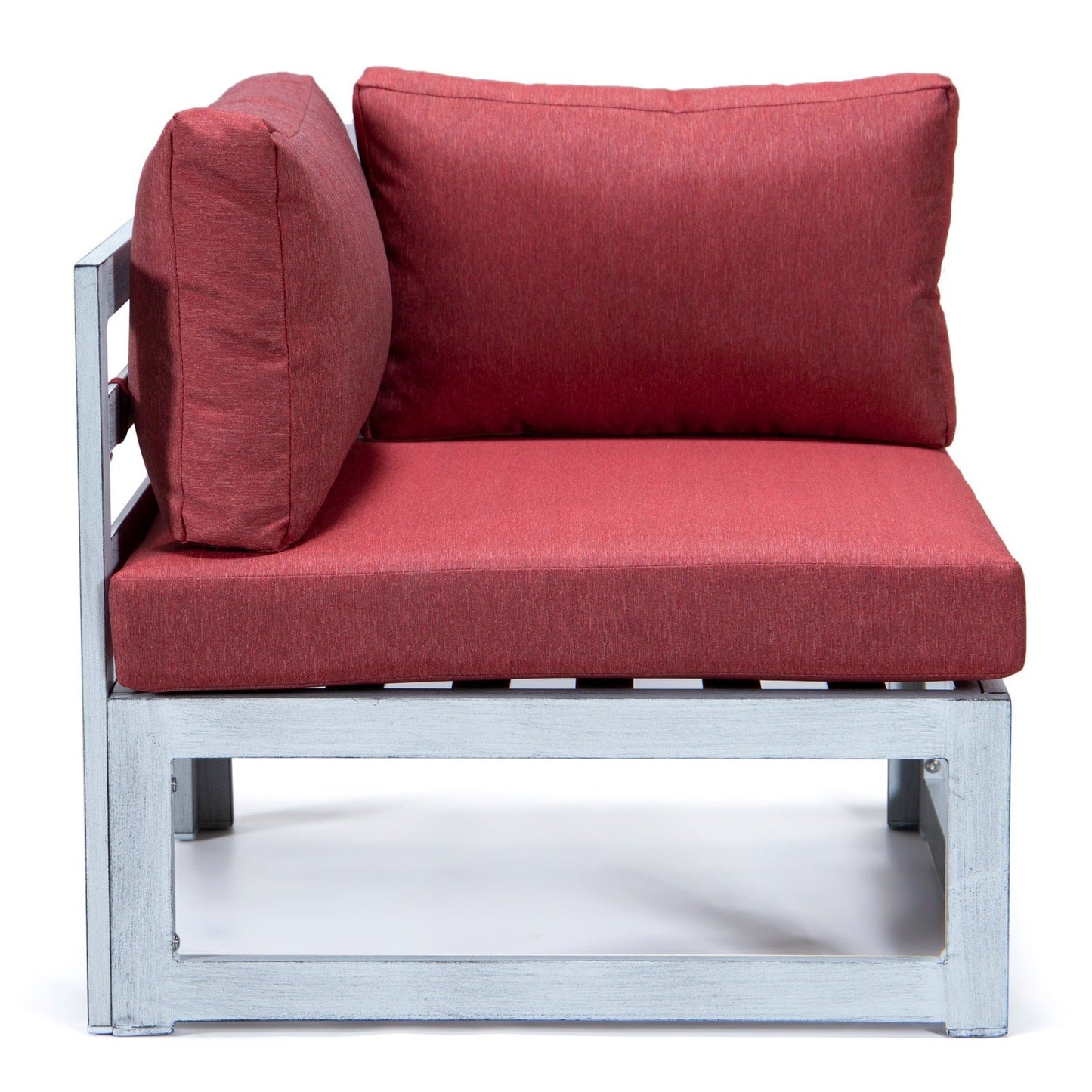 Chelsea 7-Piece Patio Sectional And Coffee Table Set In Weathered Grey Aluminum With Cushions