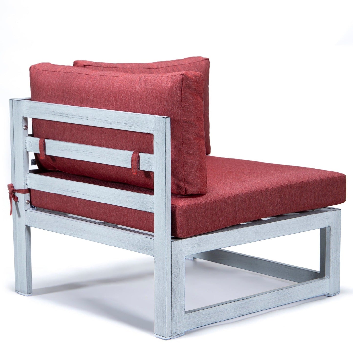 Chelsea 7-Piece Patio Sectional And Coffee Table Set In Weathered Grey Aluminum With Cushions