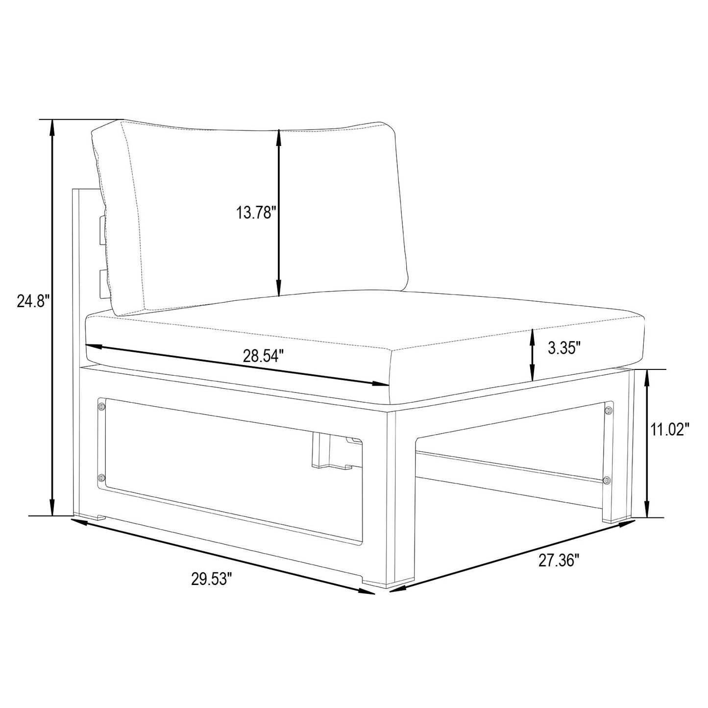 Chelsea 6-Piece Patio Sectional In Weathered Grey Aluminum With Cushions