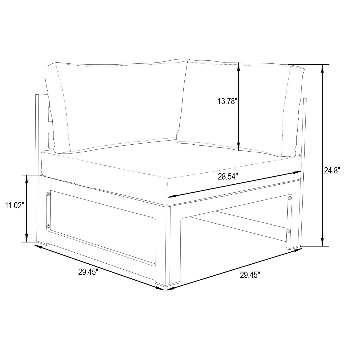 Chelsea 6-Piece Patio Sectional In Weathered Grey Aluminum With Cushions
