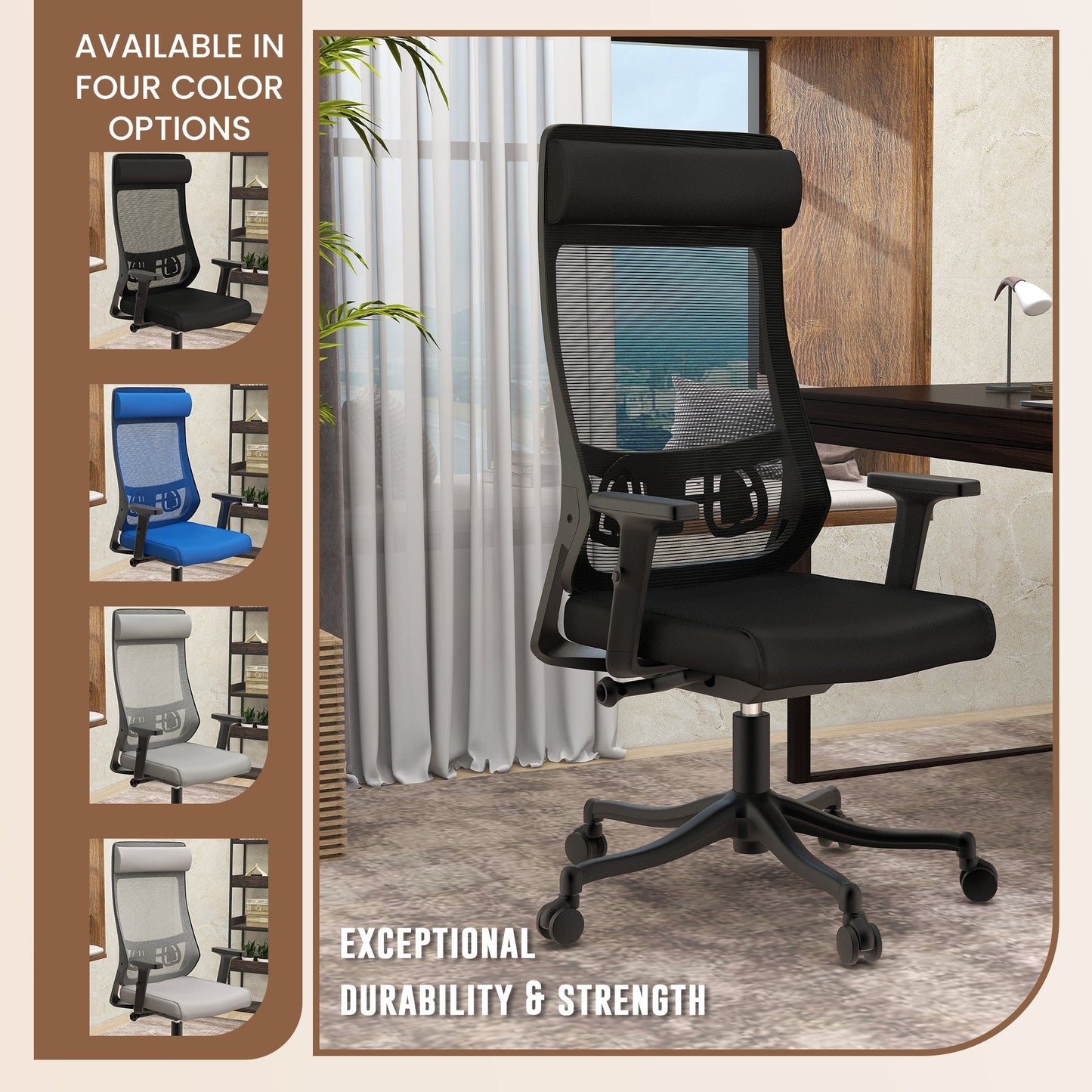 Dale Adjustable Upholstered Office Chair with Mesh Back