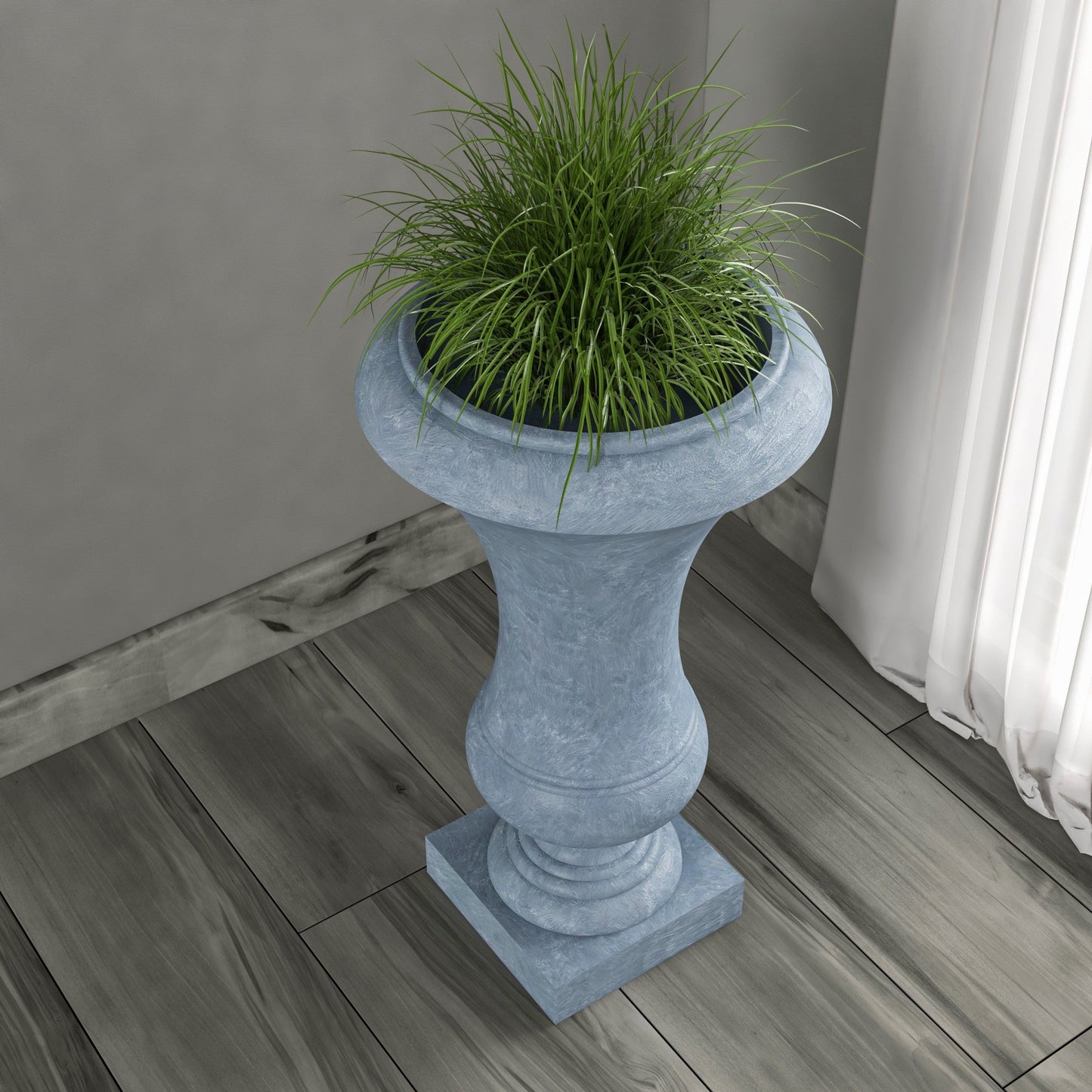 Daisy Fiberstone and Clay Urn Planter with Drainage Holes for Indoor and Outdoor
