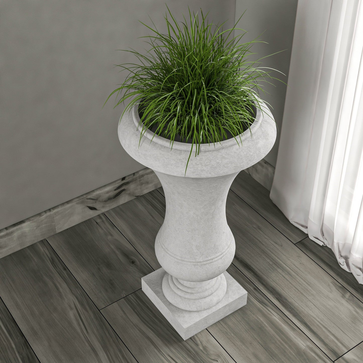 Daisy Fiberstone and Clay Urn Planter with Drainage Holes for Indoor and Outdoor