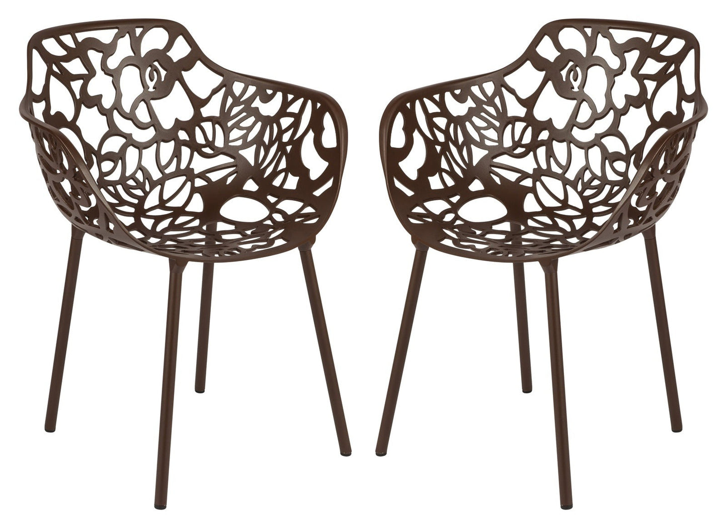 Devon 3-Piece Patio Dining Set: Aluminum Table with Glass Top & 2 Flower Arm Chairs