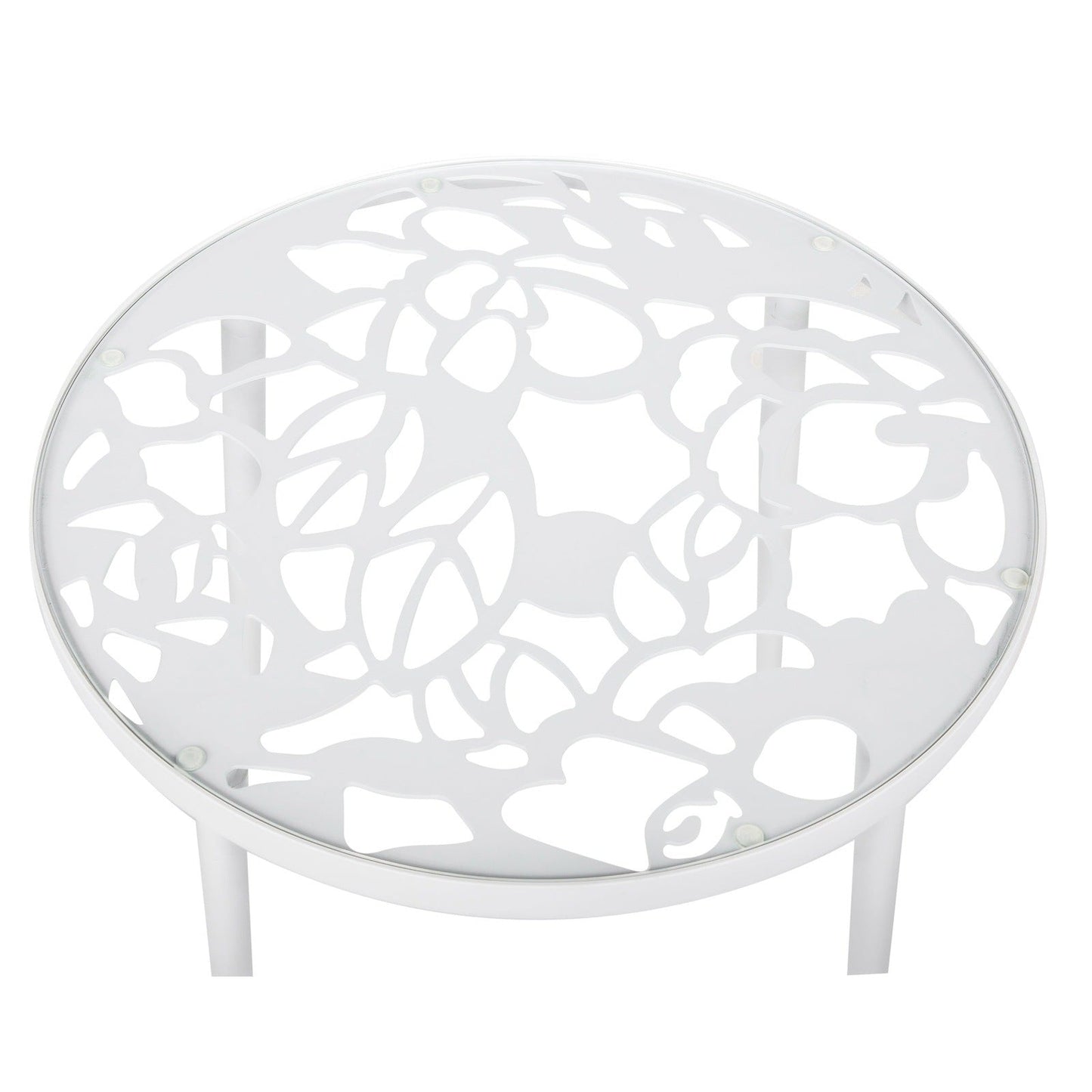 Devon 3-Piece Patio Dining Set: Aluminum Table with Glass Top & 2 Flower Arm Chairs