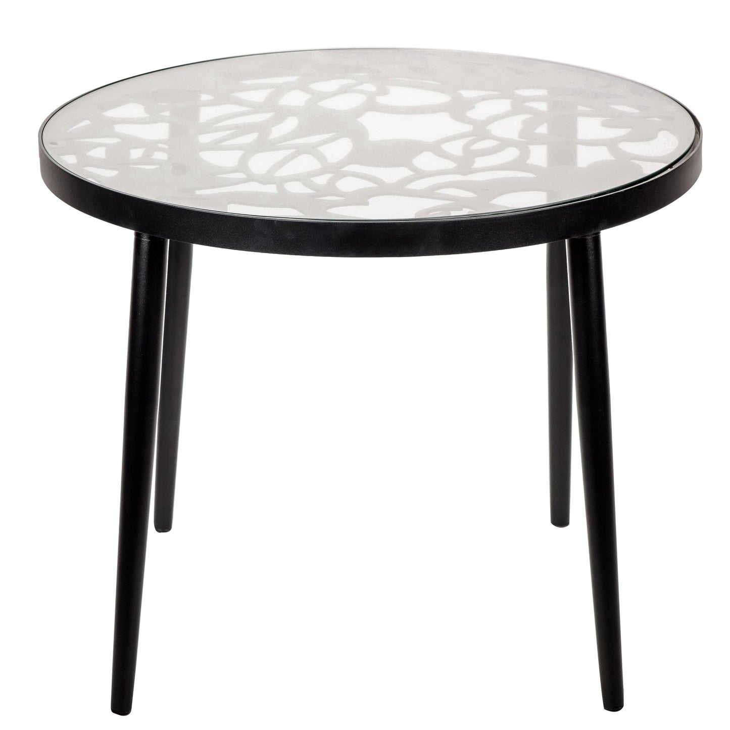 Devon 3-Piece Patio Dining Set: Aluminum Table with Glass Top & 2 Stackable Flower Chairs