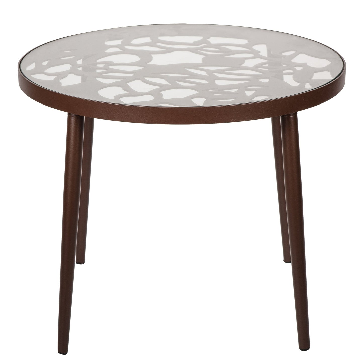 Devon 3-Piece Patio Dining Set: Aluminum Table with Glass Top & 2 Stackable Flower Chairs