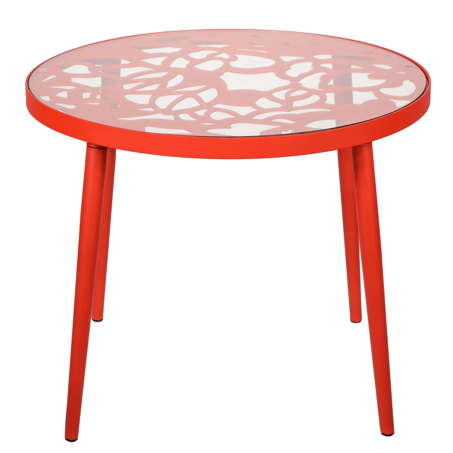 Devon 3-Piece Patio Dining Set: Aluminum Table with Glass Top & 2 Stackable Flower Chairs
