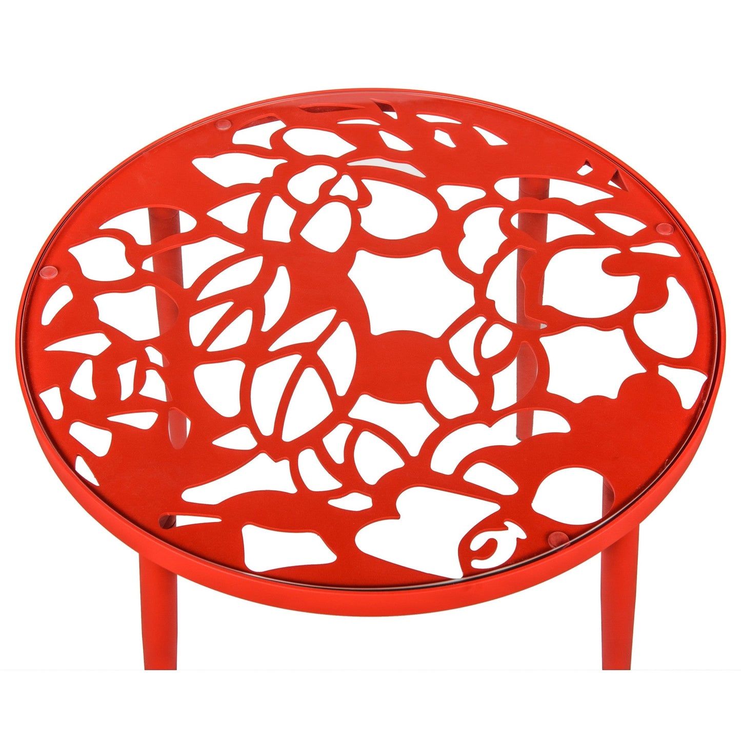 Devon 3-Piece Patio Dining Set: Aluminum Table with Glass Top & 2 Stackable Flower Chairs