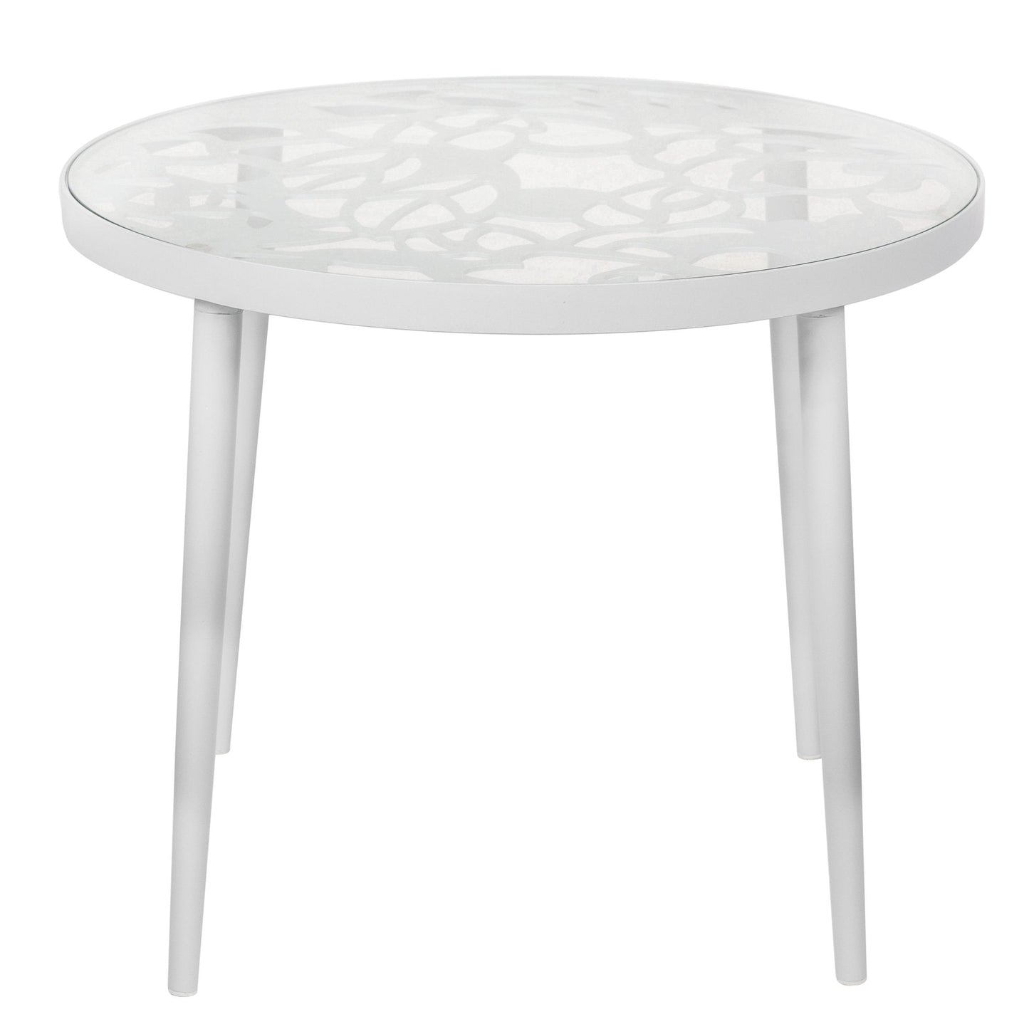 Devon 3-Piece Patio Dining Set: Aluminum Table with Glass Top & 2 Stackable Flower Chairs
