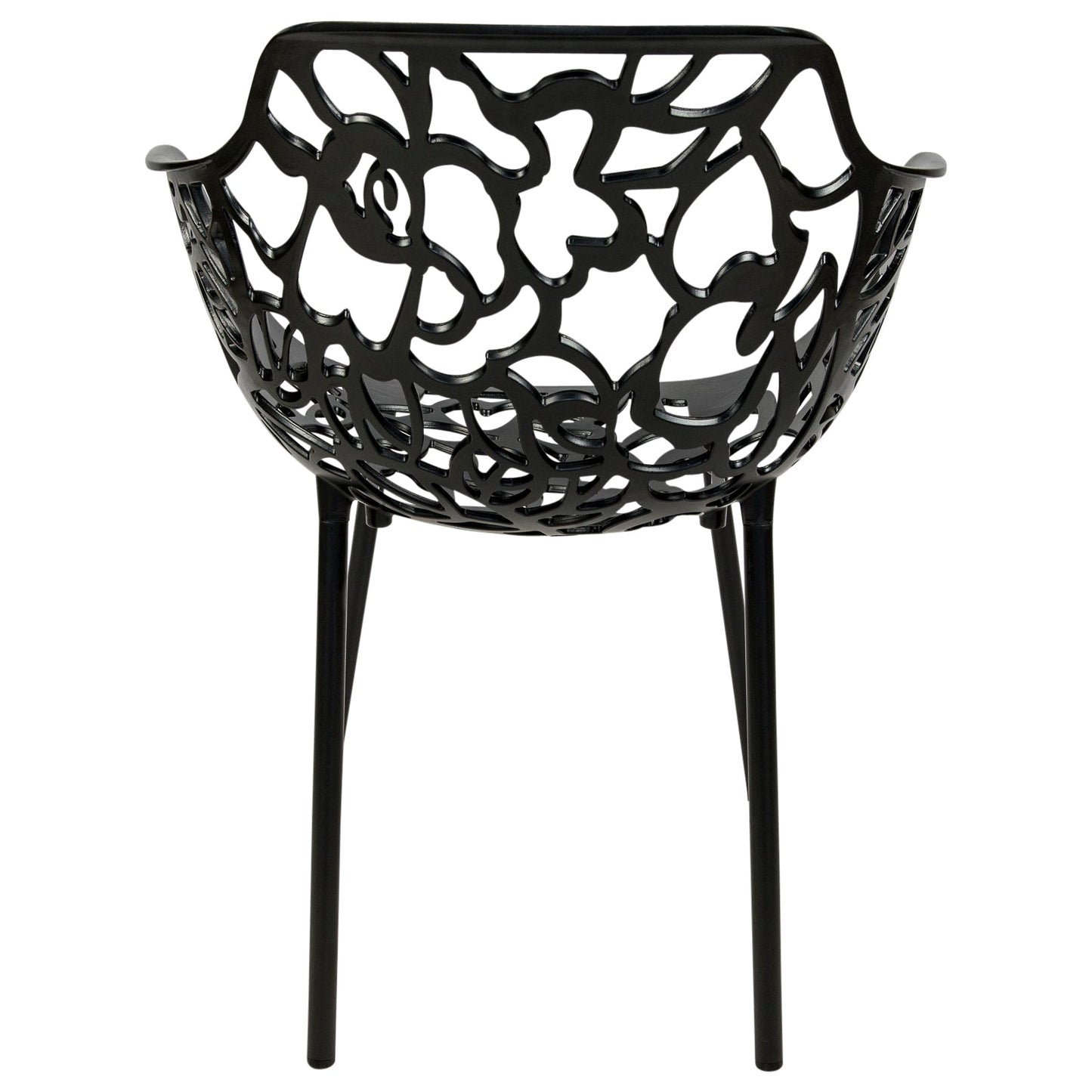 Devon 5-Piece Outdoor Dining Set: Aluminum Table with Glass Top & 4 Flower Armchairs