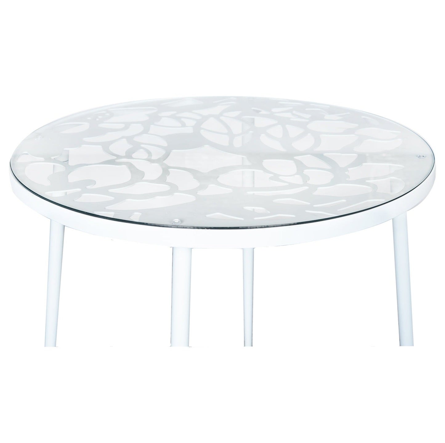 Devon 5-Piece Outdoor Dining Set: Aluminum Table with Glass Top & 4 Flower Armchairs