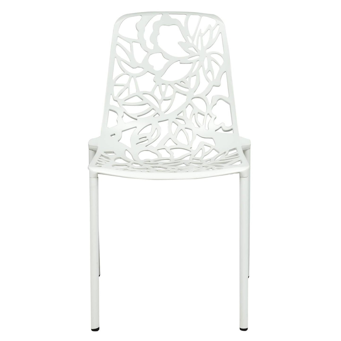 Devon 7-Piece Outdoor Dining Set: Aluminum Table with Glass Top & 6 Flower Armchairs