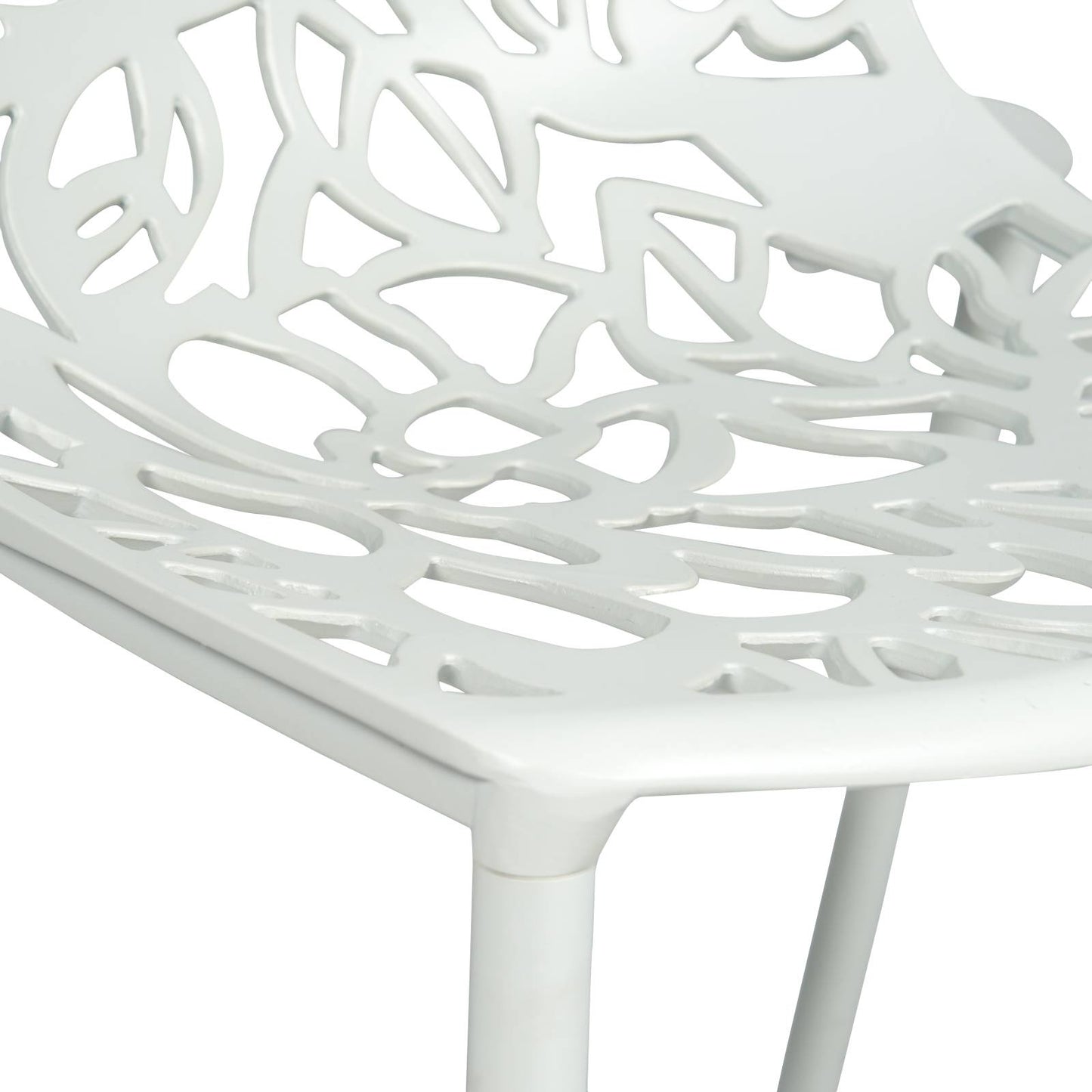 Devon 7-Piece Outdoor Dining Set: Aluminum Table with Glass Top & 6 Flower Armchairs