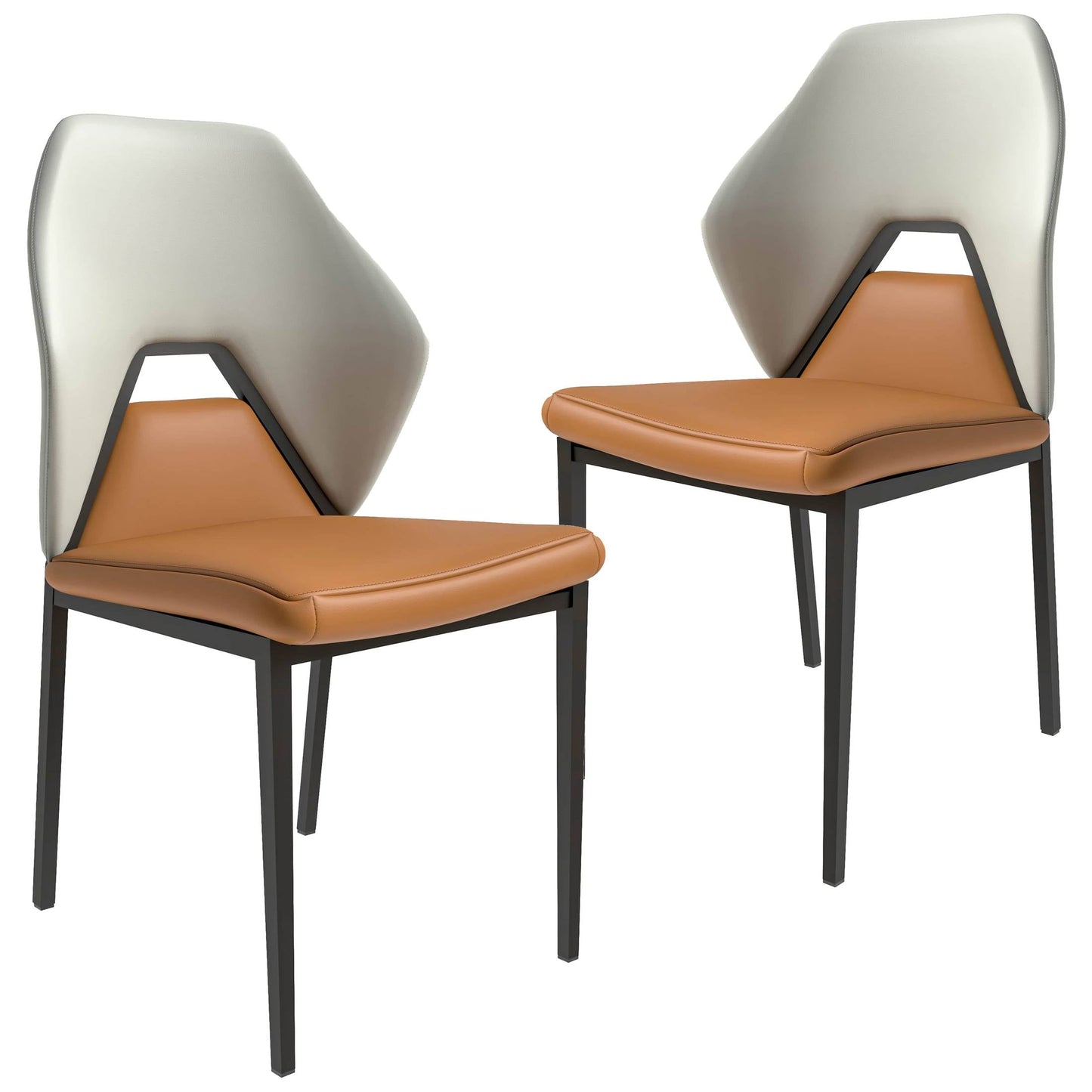 Eclat Collection Modern Upholstered Leather Dining Chair Set of 2