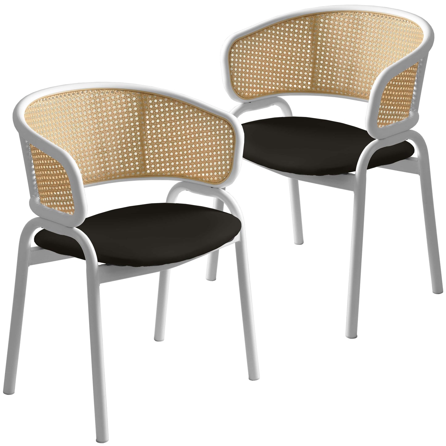 Ervilla Modern Dining Chair with White Frame and Steel Legs Set of 2