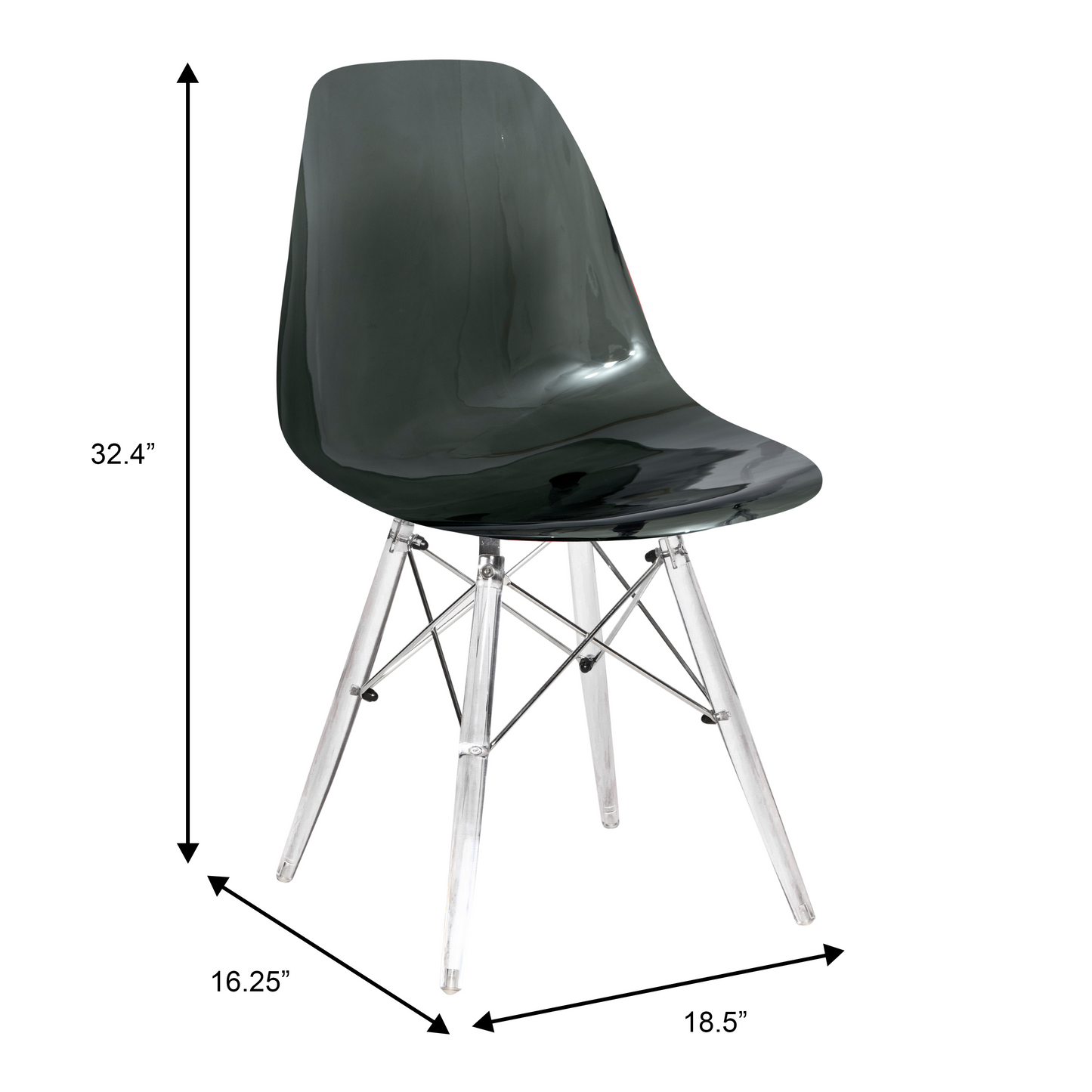 Cresco Modern Dining Chair Molded Side Chair with Acrylic Base