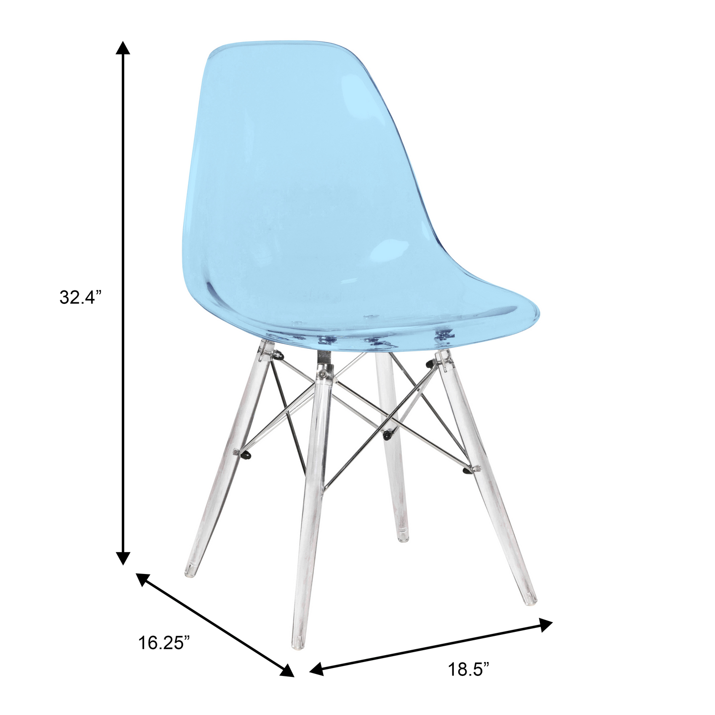 Cresco Modern Dining Chair Molded Side Chair with Acrylic Base