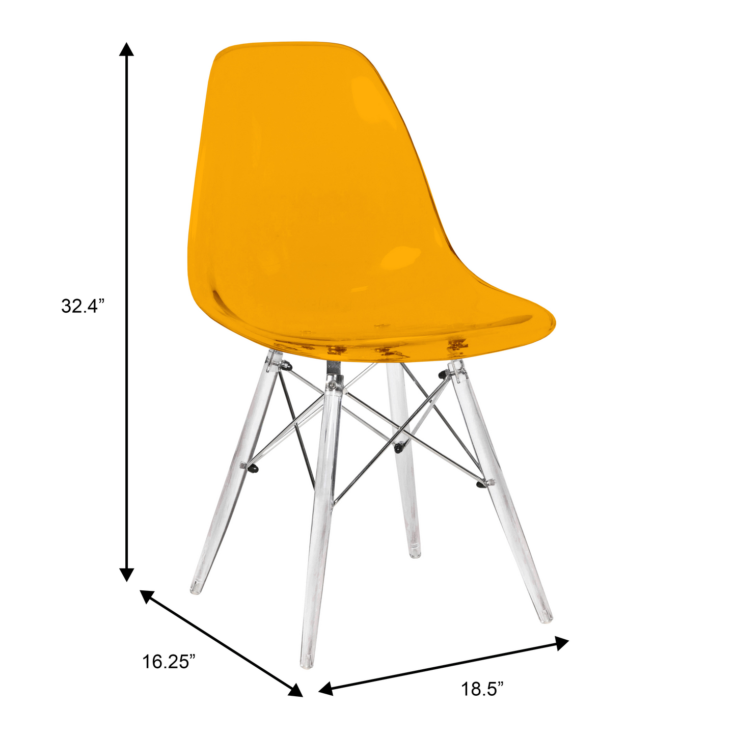 Cresco Modern Dining Chair Molded Side Chair with Acrylic Base